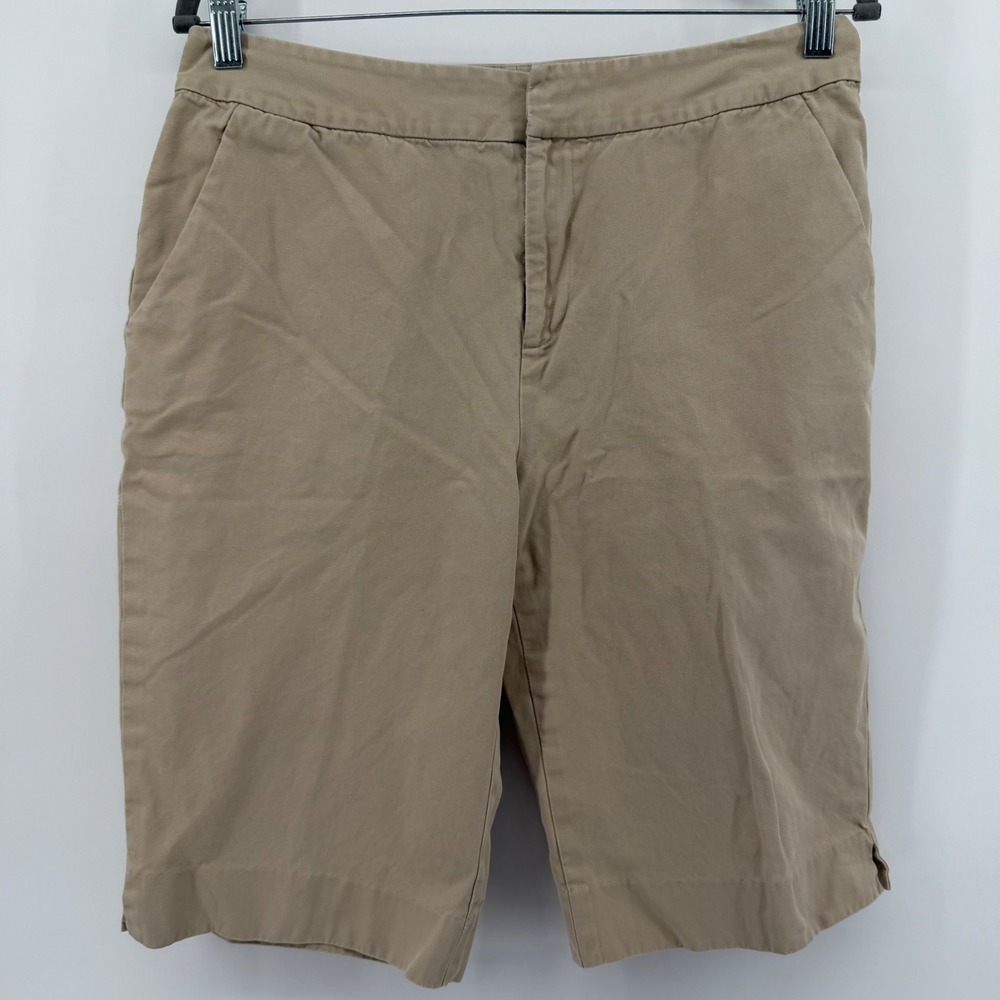Lauren Ralph Lauren Shorts Womens 8 Tan Khaki Bermuda Chino Cotton Mid Rise 9in